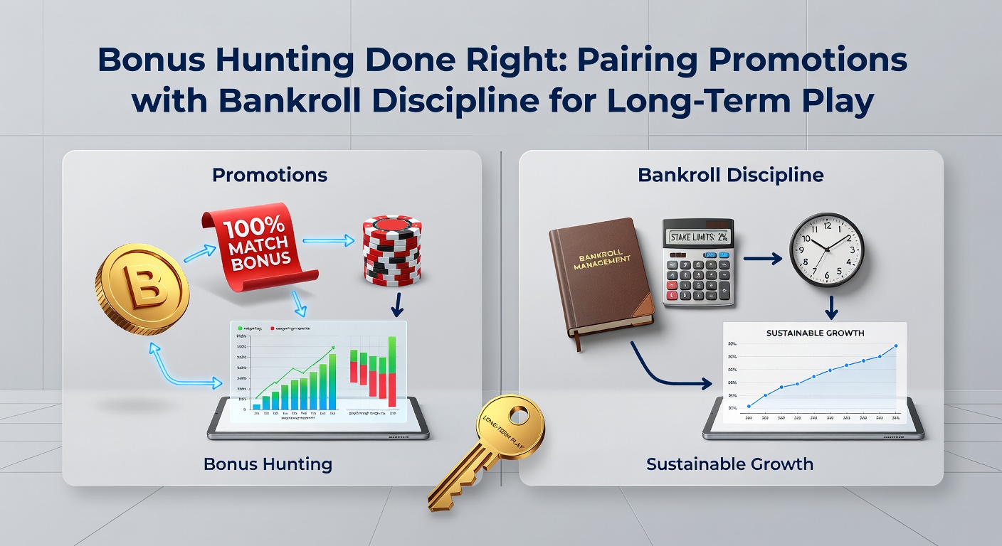 Graph showing bankroll growth over time with bonus integration and discipline markers