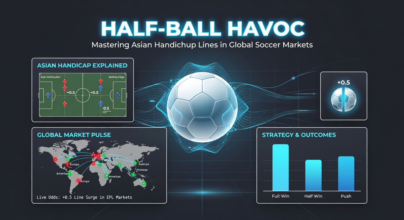 Close-up of a betting interface displaying Asian Handicap half-ball lines for an international soccer match, with odds fluctuating in real-time